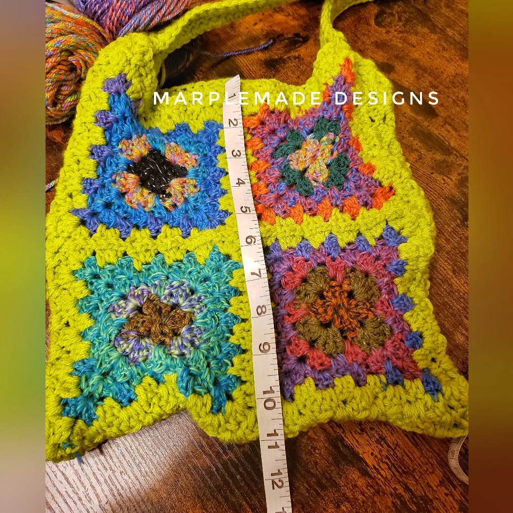 NWT💜LINED crossbody granny square💜MarpleMade Designs 💜 acrylic LINED/pocket - Picture 6 of 9